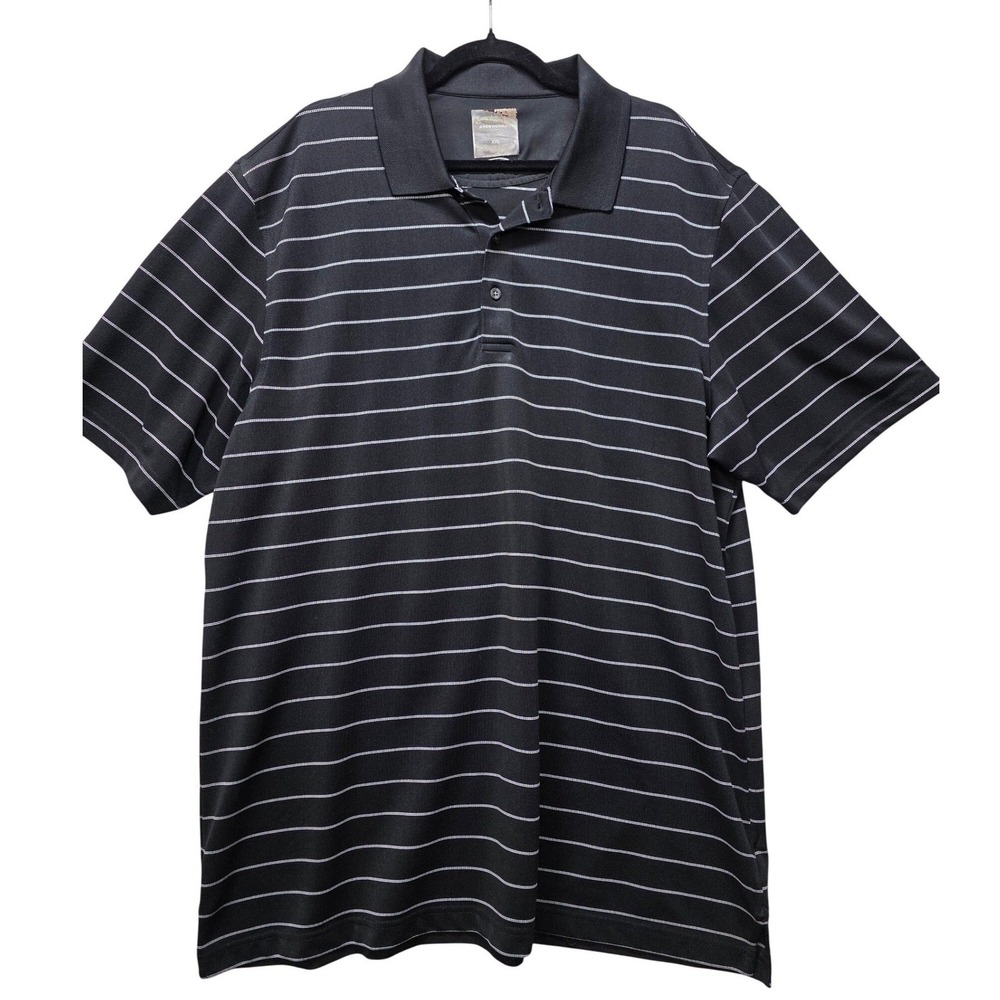 Greg Norman Tasso Elba Mens XXL Black Striped PlayDry Golf Polo Shirt XXL